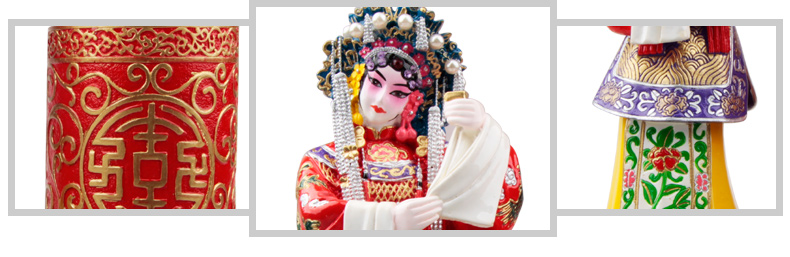 兩款中國風(fēng)國粹京劇人物臉譜泥塑彩繪筆筒