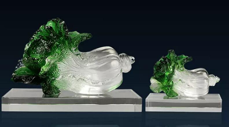 古法琉璃，百財(cái)如意白菜琉璃擺件
