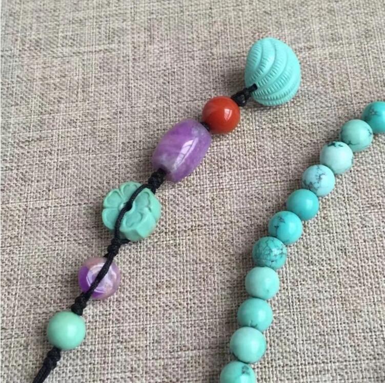 老礦冰種綠松石項(xiàng)鏈，綠松石項(xiàng)鏈搭配