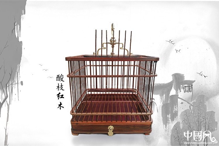 中國風(fēng)紅木鳥籠子