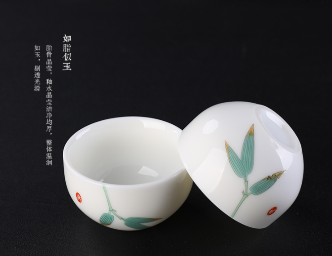 凝脂玉瓷簡(jiǎn)約茶具，一壺兩杯功夫茶具