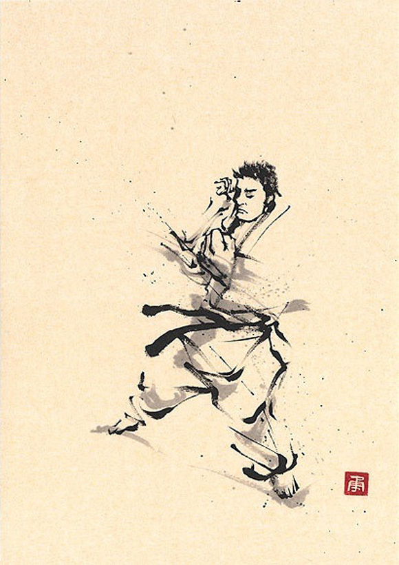 日本勝亦勇水墨功夫中華武術插畫(三)