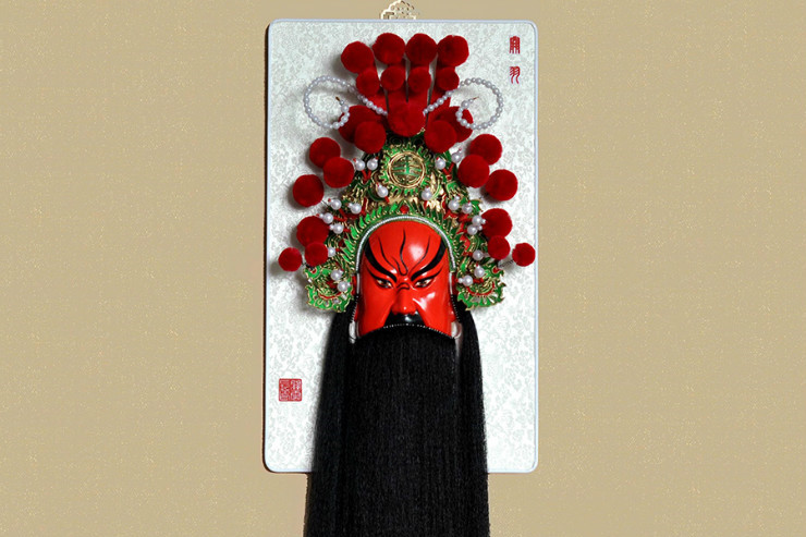武財(cái)神紅臉的關(guān)公臉譜，國(guó)粹家具飾品掛件