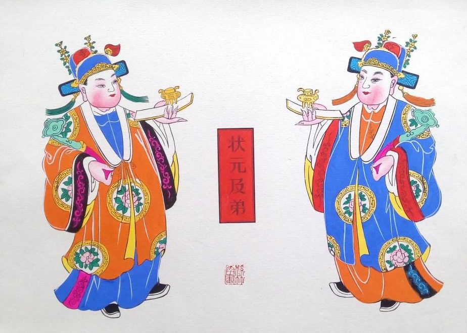 唯美生動(dòng)門(mén)神年畫(huà)，古風(fēng)手繪中國(guó)年畫(huà)