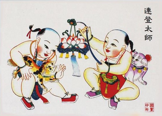 12款民間工藝年畫，手繪民俗文化年畫