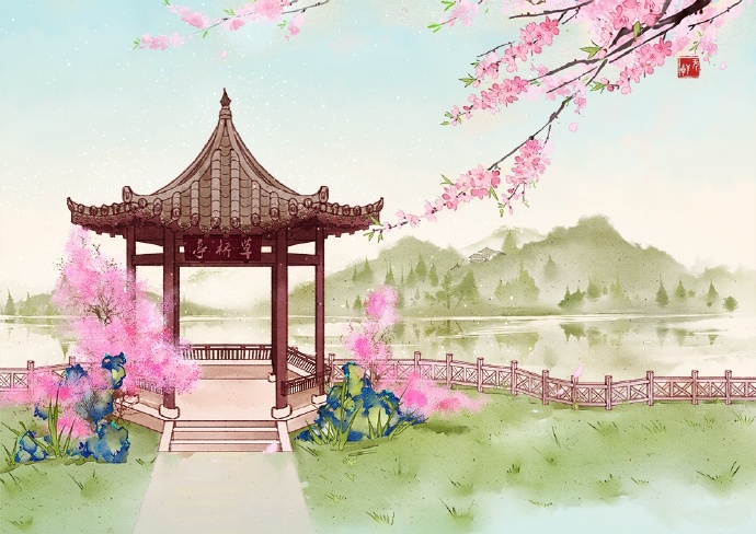 花香滿溢的古風(fēng)圖片，春天意境的唯美古風(fēng)圖片