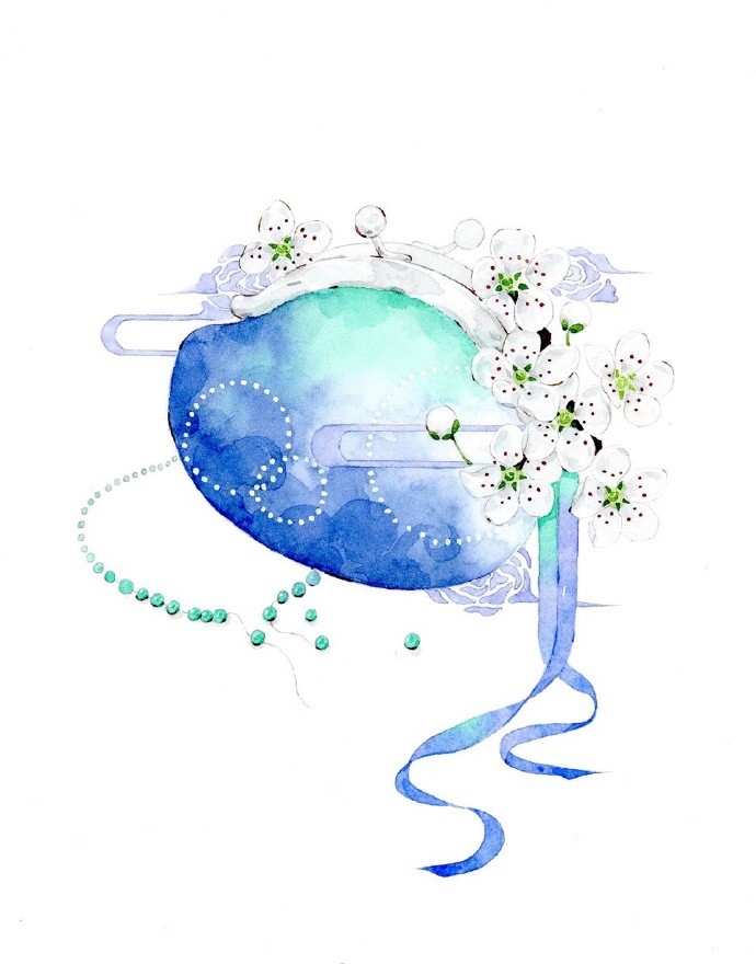 一組古風(fēng)配飾插畫系列，清新唯美古風(fēng)圖片