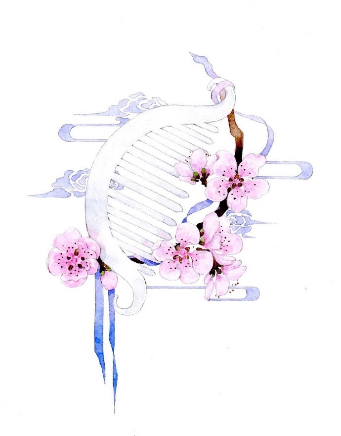 一組古風(fēng)配飾插畫系列，清新唯美古風(fēng)圖片