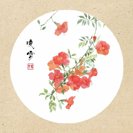 清新古風(fēng)花卉插畫，可作頭像的花卉插畫圖片