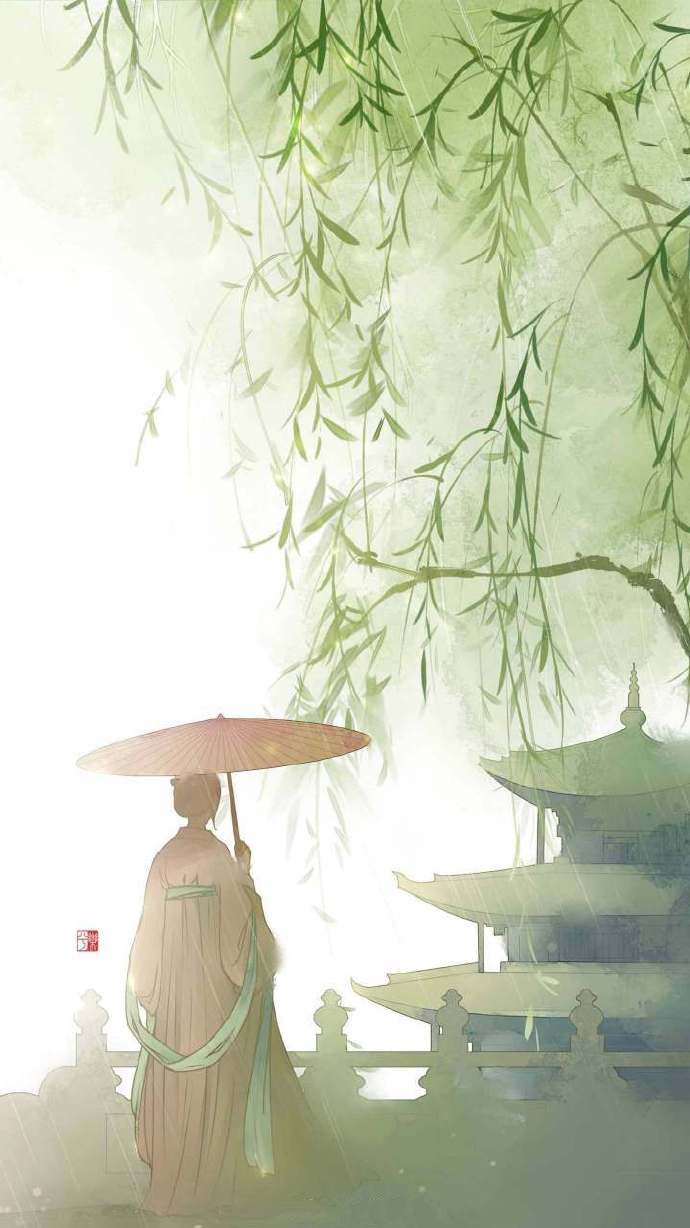 9款淡雅水彩禪意古風背景，古風手機壁紙圖片