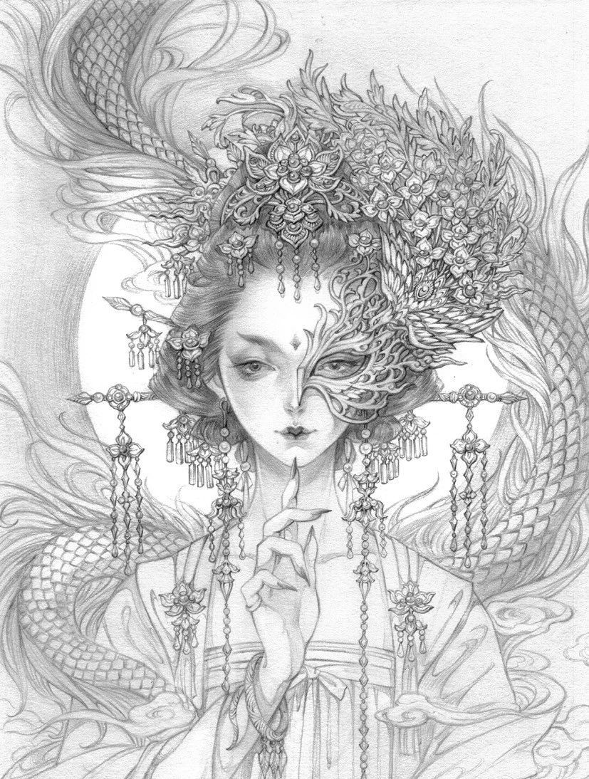 古風(fēng)美人插畫，一顰一笑令人神魂顛倒！