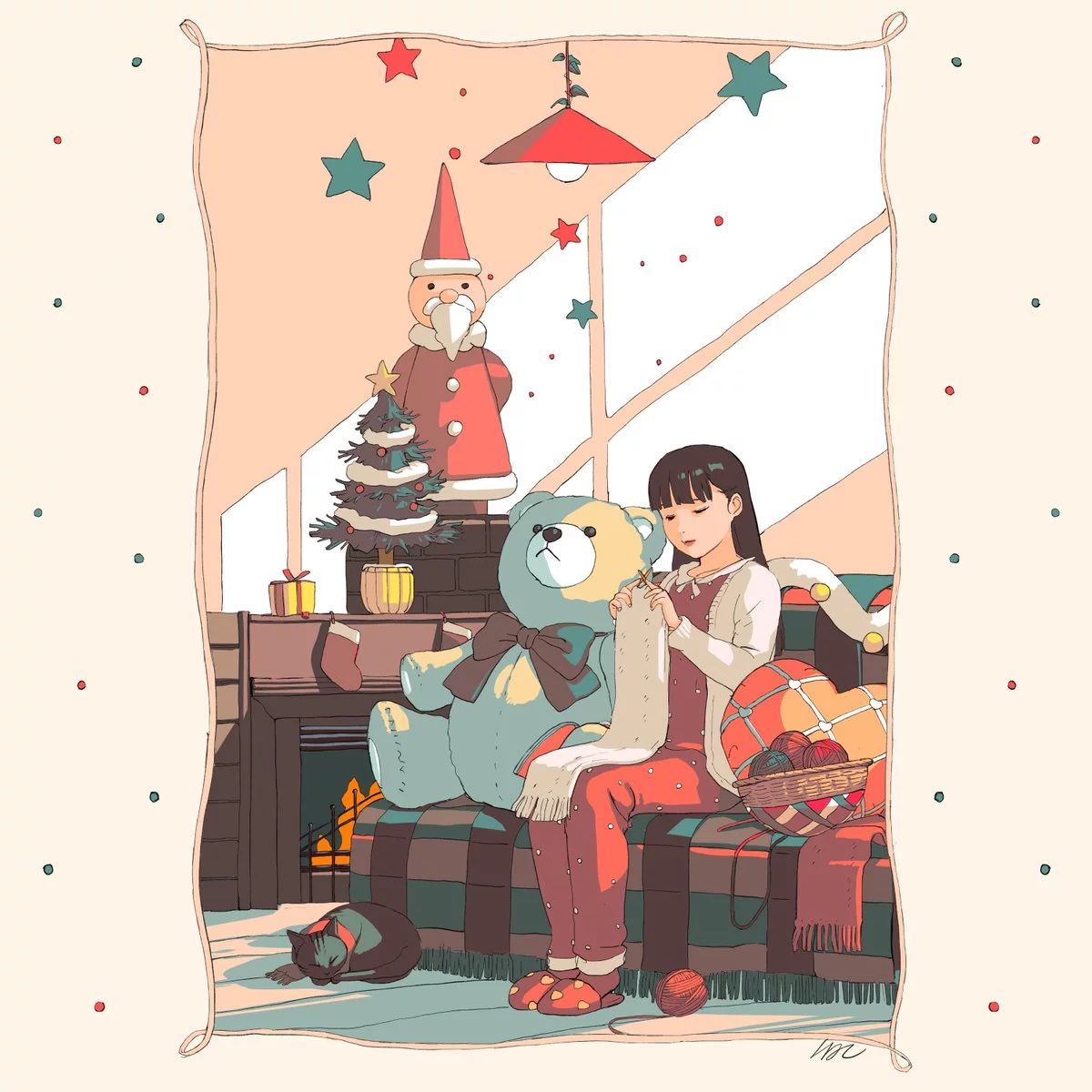 一組手繪少女風(fēng)格插畫，清新色彩插畫圖片