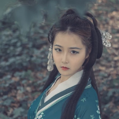青衣帶斗笠女生頭像，唯美古風(fēng)真人頭像