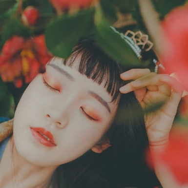 山茶花開女生頭像，唯美古風(fēng)真人頭像
