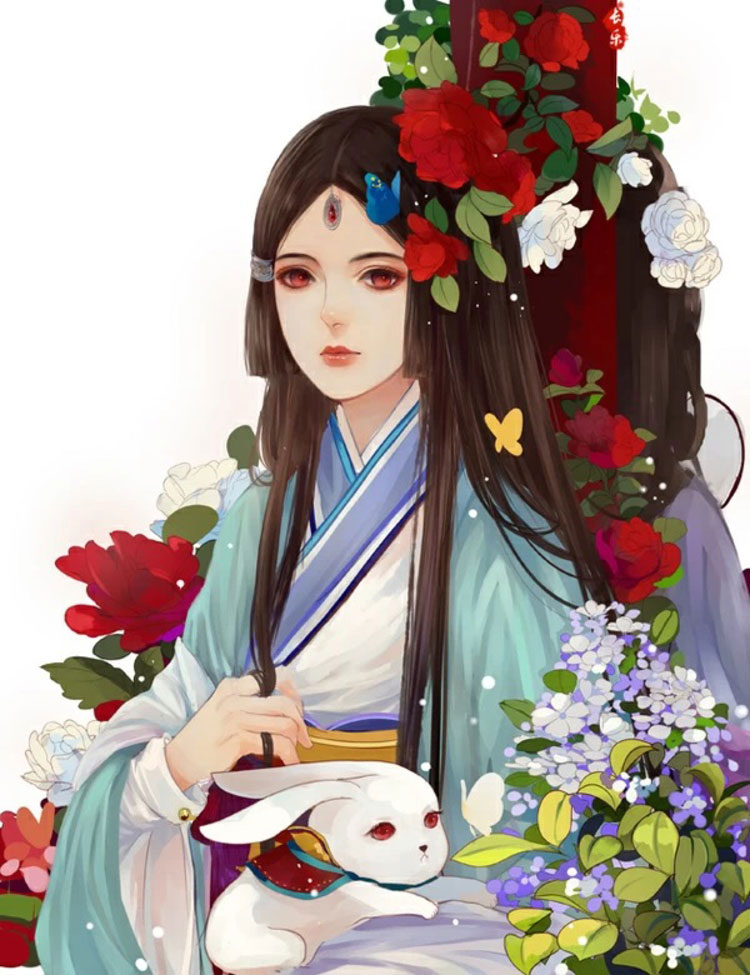 中國風美女手繪插畫圖片，五款唯美古風人物