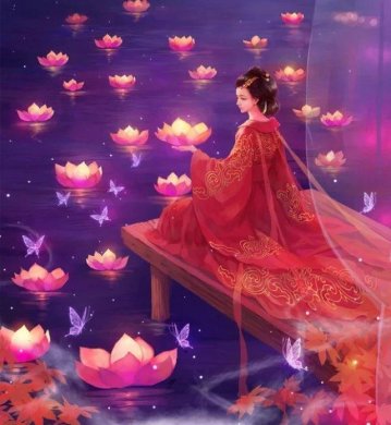 唯美古風(fēng)圖片：一身紅衣，披裝待嫁