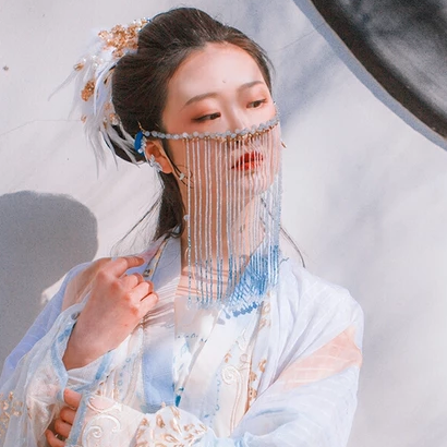 珠簾蒙面女生頭像，唯美古風(fēng)真人頭像