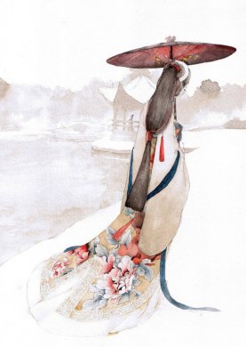 唯美人物插畫(huà)，詩(shī)意中國(guó)風(fēng)手繪插畫(huà)