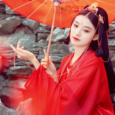 紅梅紅衣女生頭像，唯美古風(fēng)真人頭像