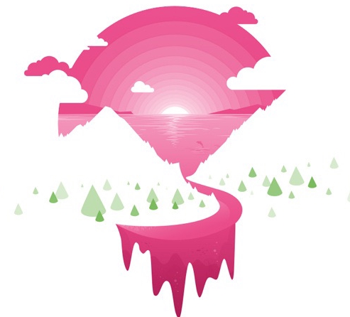 簡約唯美漸變插畫繪制，風(fēng)景美如畫!
