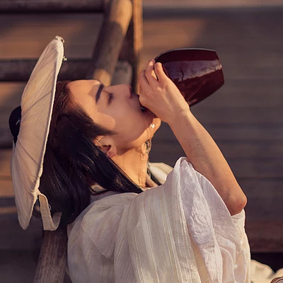 瀟灑喝酒白衣翩翩男生頭像，唯美古風真人頭像