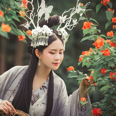 淡雅清新木槿花女生頭像，唯美古風真人頭像