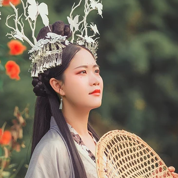 淡雅清新木槿花女生頭像，唯美古風真人頭像
