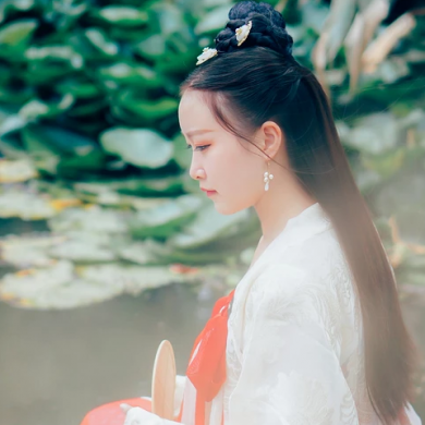海邊飄逸女子頭像，唯美古風(fēng)真人頭像