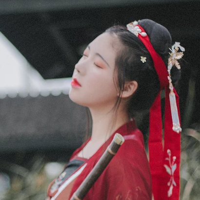 紅衣少女頭像，唯美古風(fēng)女子真人頭像