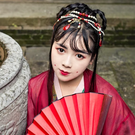 紅衣女子妖艷頭像，唯美古風(fēng)女子真人頭像