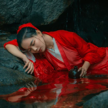 紅衣女子霸氣頭像，唯美古風(fēng)真人女子頭像