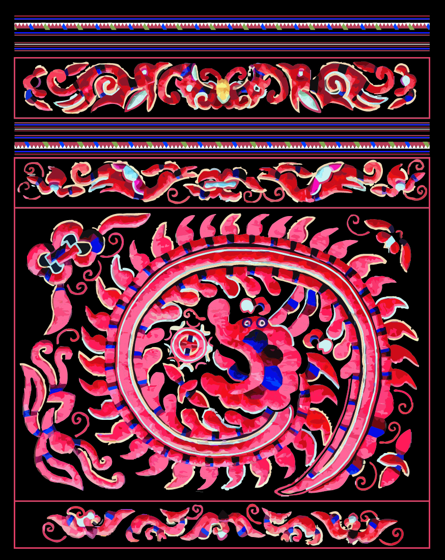中國傳統(tǒng)織物圖案吉祥龍，矢量素材