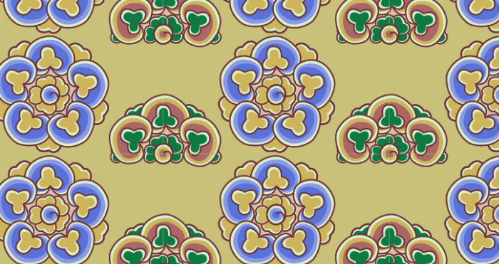 中國傳統(tǒng)唐代服飾花朵圖案一，矢量素材