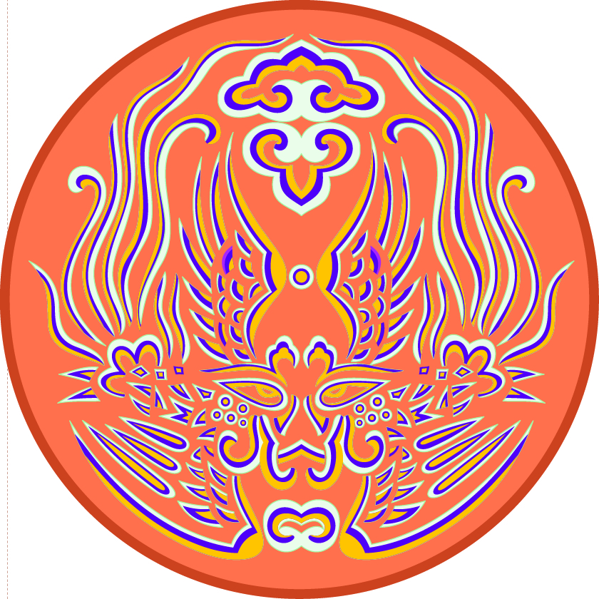 中國傳統(tǒng)刺繡古風(fēng)臉譜圓形圖案，矢量素材