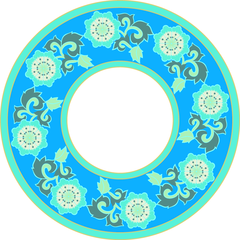 中國傳統(tǒng)刺繡花邊圓形圖案，矢量素材