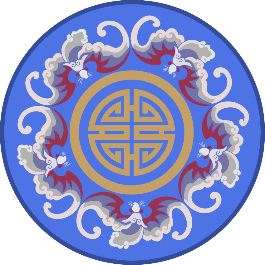 中國傳統(tǒng)刺繡福壽無邊圓形圖案，矢量素材
