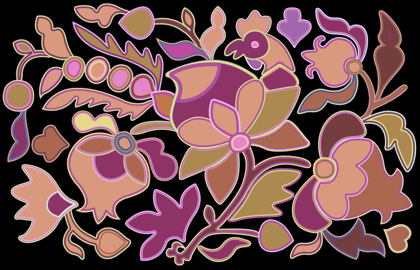 中國傳統(tǒng)刺繡吉祥花卉圖案，矢量素材