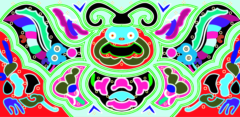 中國傳統(tǒng)刺繡圖案蝙蝠系列二，矢量素材