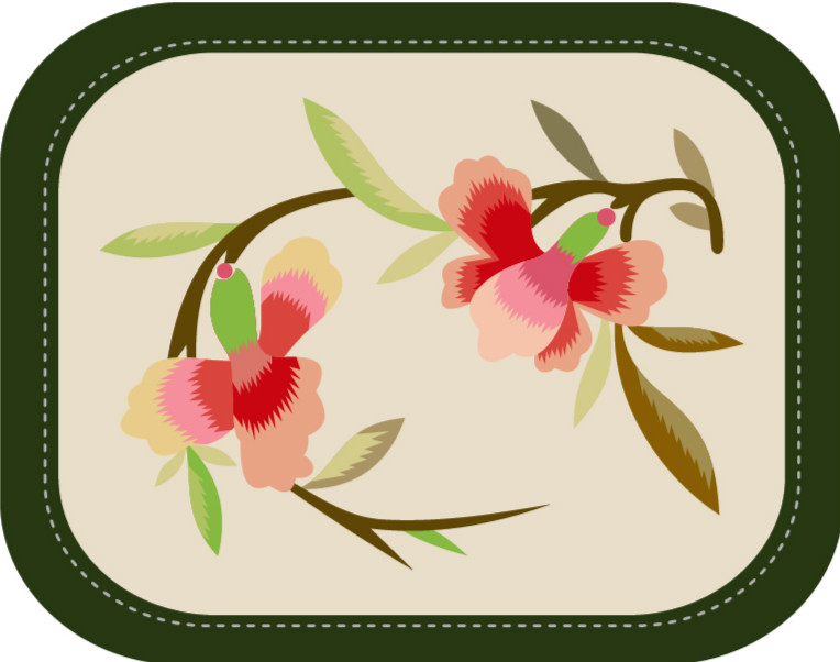 中國傳統(tǒng)刺繡圖案花卉系列六，矢量素材