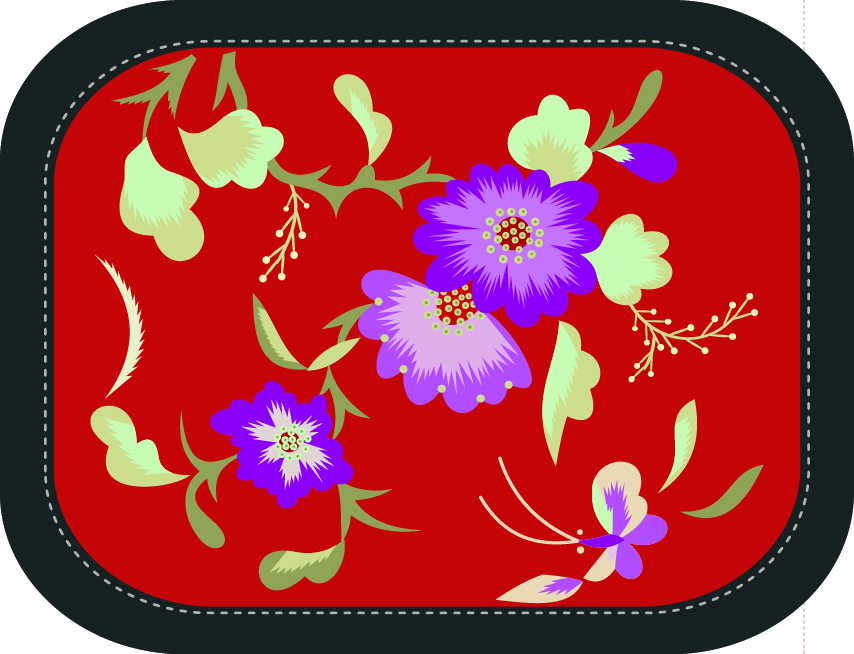 中國傳統(tǒng)刺繡圖案蝴蝶花卉系列五，矢量素材