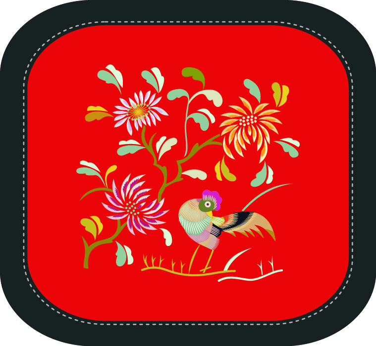 中國傳統(tǒng)刺繡圖案動(dòng)物花卉系列二，矢量素材