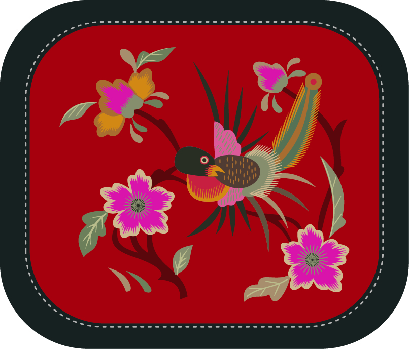 中國傳統(tǒng)刺繡圖案鳥語花香系列七，矢量素材