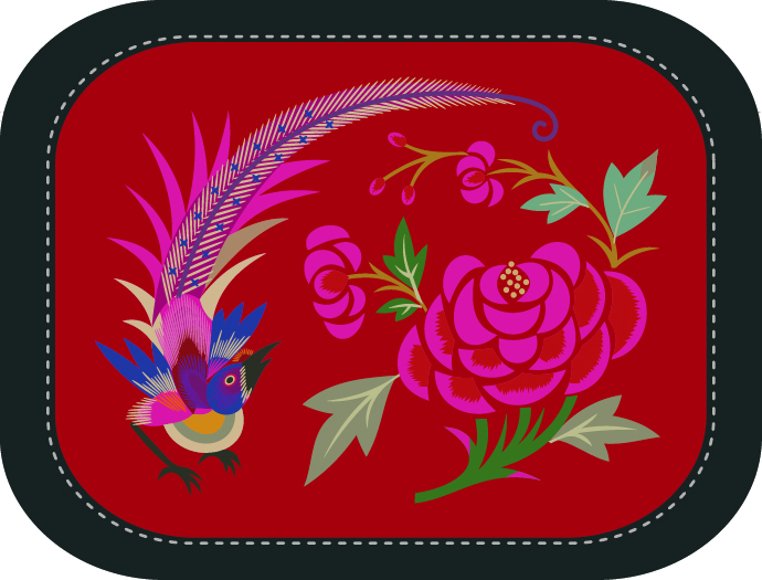 中國傳統(tǒng)刺繡圖案鳳凰系列四，矢量素材