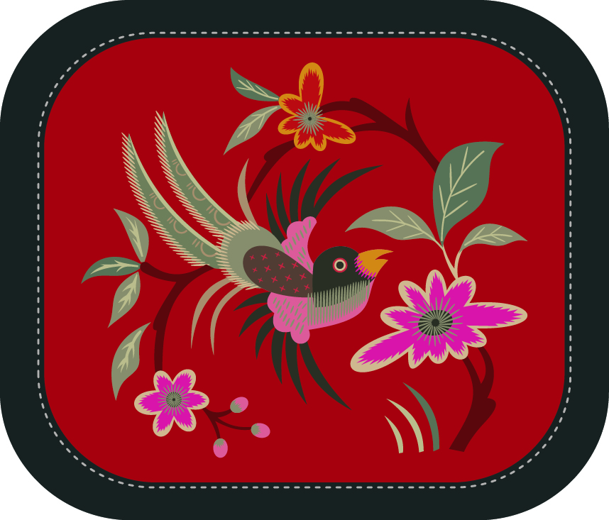 中國(guó)傳統(tǒng)刺繡圖案鳥語花香系列五，矢量素材